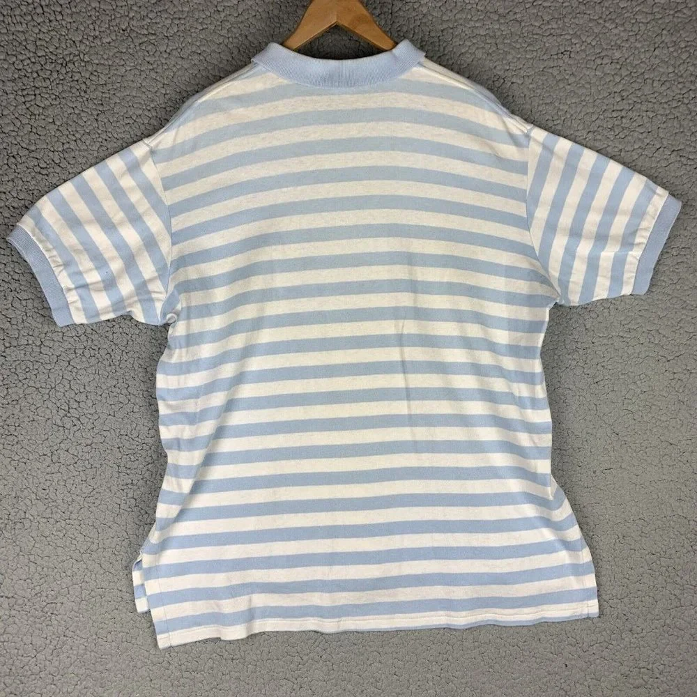 Vintage Polo Ralph Lauren Made In USA Blue White Striped XL Pink Pony Shirt READ